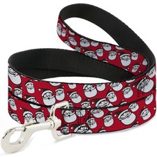 Dog Leash Jolly Santa Claus Christmas Smiling Face Icon Red WIDE 1.5"