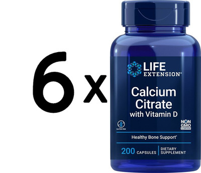 6 x Life Extension Calcium Citrate with Vitamin D - 200 vcaps (116,66 EUR/kg)