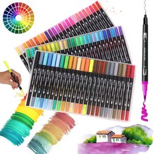 Art Marker Dual Tips Colouring Brush Fineliner Pen 100 Colour Water Based Marker