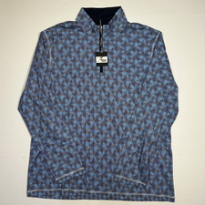  165 New BUGATCHI 8 Way Stretch Men's Size XXL 2XL Blue 1/4 Zip Pullover