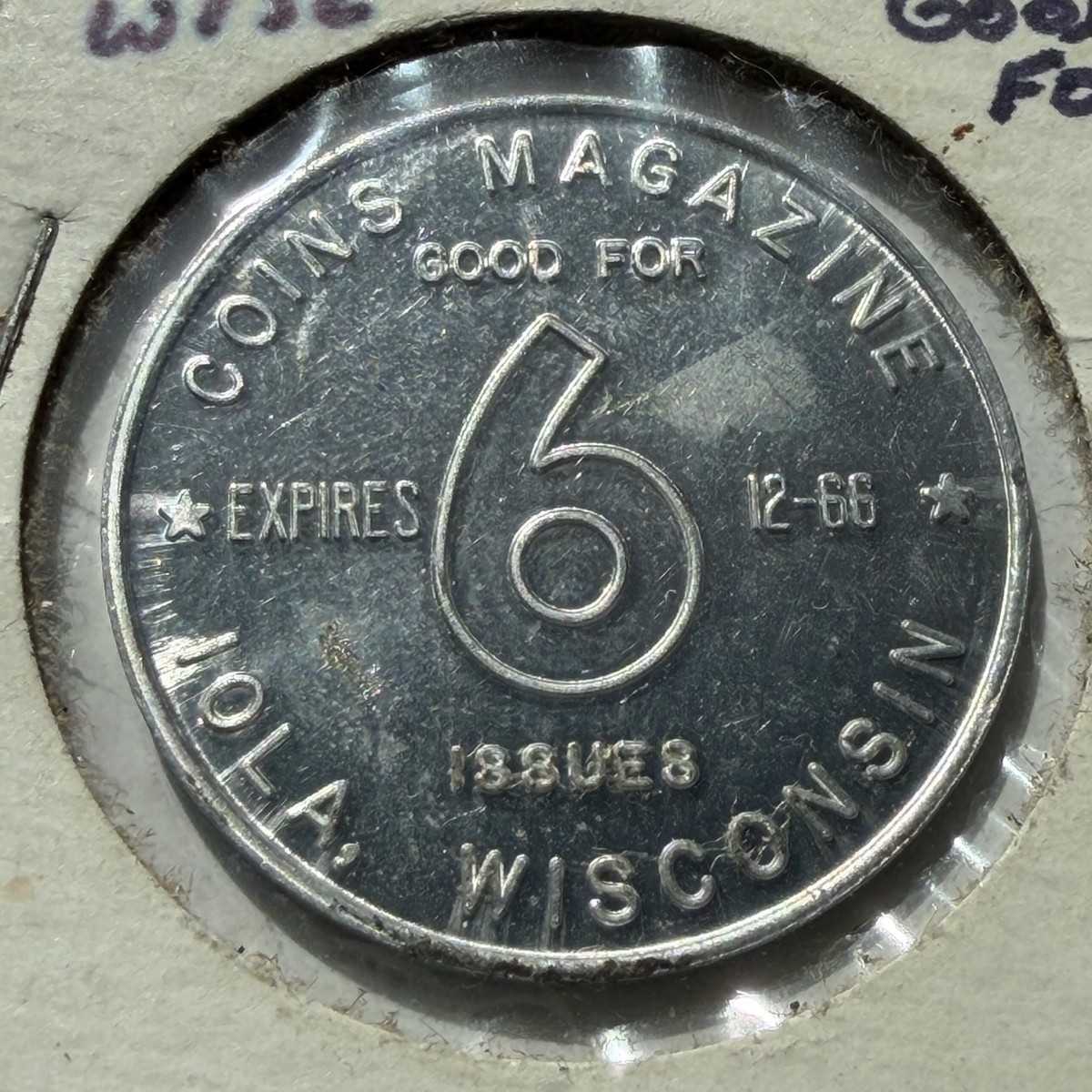 Wisconsin, Iola Coins Magazine Good For 6 Issues 1966 Jefferson