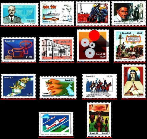 BRAZIL 1982 LOT WITH 14 STAMPS OF 1982, SCOTT 1783~1836, ALL MNH