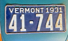 1931 Vermont license plate #41-744, solid plate, C pictures.