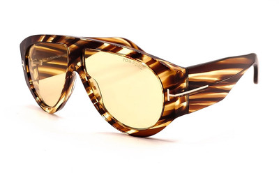 TOM FORD TF 1044 Bronson Sunglasses 56E Stripe Brown - Brown wash lenses 60 New