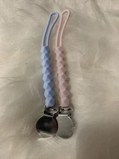 Lot of 2 Laneyli Hexagon Pacifier Clips - Blue/Pink