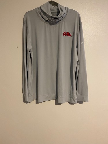 Columbia Golf 2XL Ole Miss Gray Long Sleeve Pullover Mock Neck Drawstring Sporty