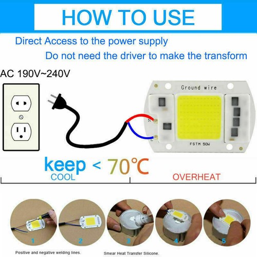 COB LED Chip 230W 50W 70W 100W 20V Input Integrated Smart IC Driver Flood light - Imagen 9 de 15