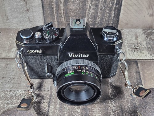Vintage BLACK Vivitar 400/SL 35mm SLR Camera Kit + Lenses/Accessories UNTESTED - Picture 5 of 16