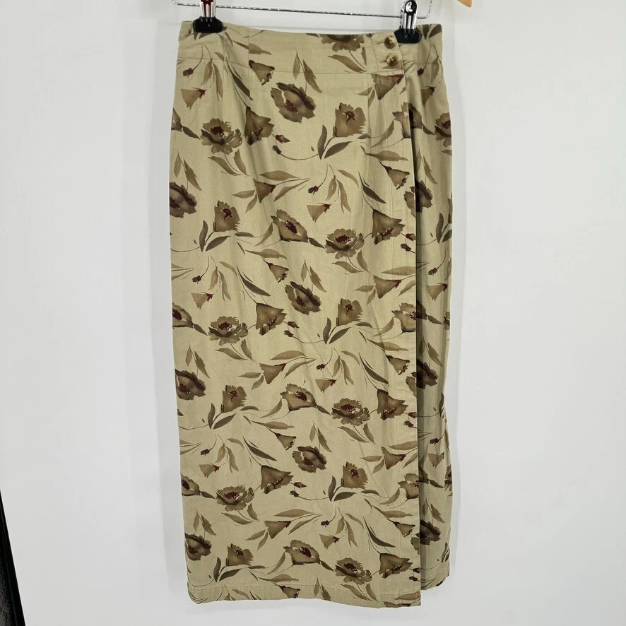 Ruff Hewn женщин размер 8 винтажный 90-х макси надежном юбка цветочный хаки хлопок - Изображение 4 из 4