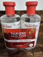 2 Thayers WITCH HAZEL Facial Toner Rose Petal 12 fl oz w/ Aloe Vera SHELFPULL H4