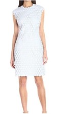 Ted Baker London Jemille Scalloped Lace Up Dress Sz 4 White