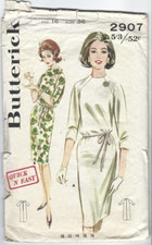 Butterick Sewing Pattern 2907, Vintage 1960's Dresses, Size 16, Bust 36"