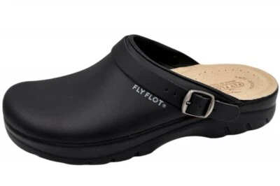 Fly Flot Herren Leder Clog Pantolette Schwarz