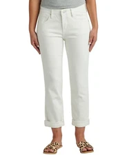 Jag Carter Girlfriend Jeans Womens 10 Ivory White Mid Rise Stretch NEW