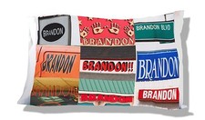 BRANDON Personalized Pillowcase featuring the name in photos of signs