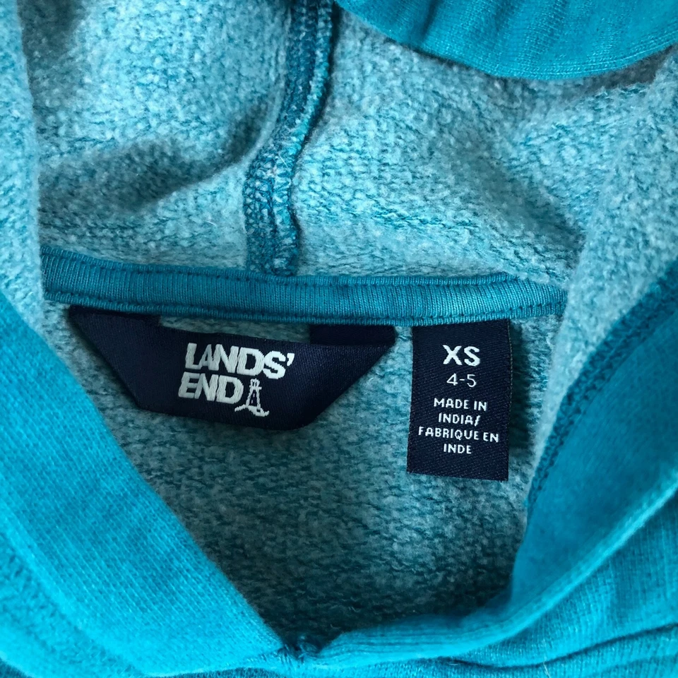 Lands End Sudadera con Capucha Juvenil XS 4-5 Azul Verde Tie Dye Sudadera Foto 3 de 4