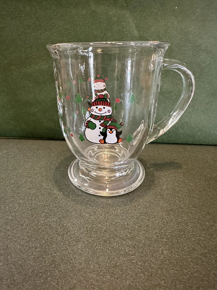 Navidad Invierno Muñeco de Nieve Pingüino Postre / Taza de Vidrio Latte Foto 3 de 4