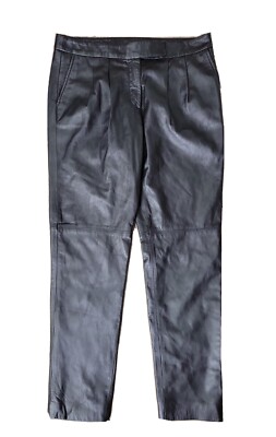 Rachel Zoe Women's 4 Black Lamb Leather Pant Lined Pleated