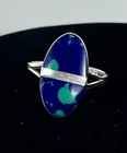 VTG Southwest Sterling Silver Inlaid Azurite Malachite Oval Stone Ring Size 6.75
