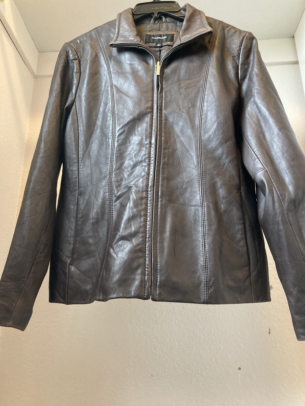 colebrook essentials brown leather zip-up jacket … - image 2