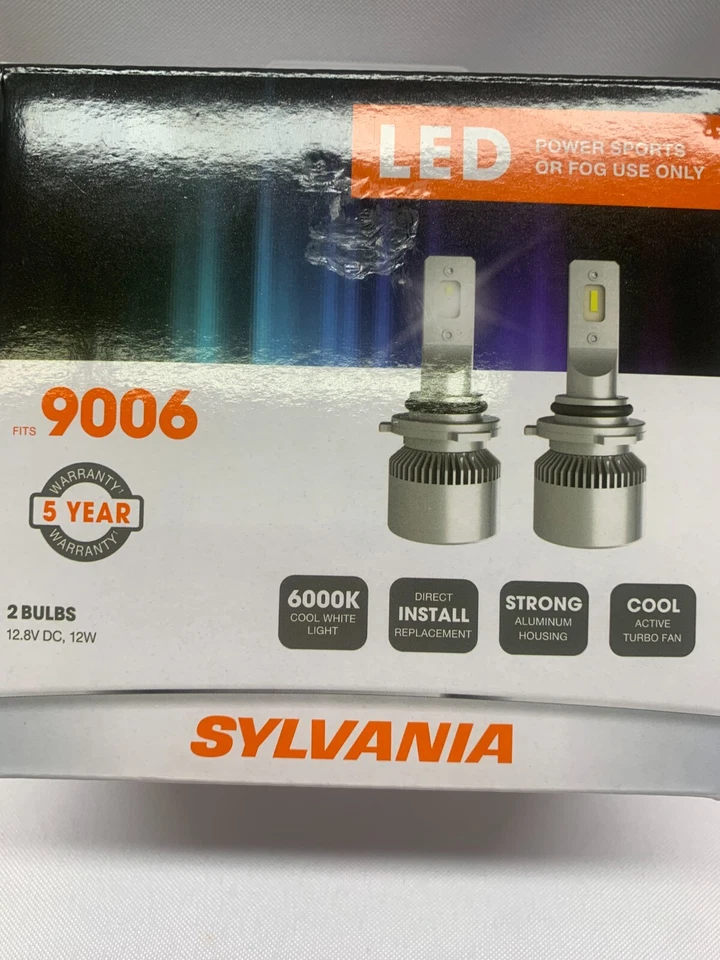 Sylvania LED Power Sports For Fog Use Only-12.8V DC/12 watt Bulbs-X2- Fits 9006 Foto 2 de 4