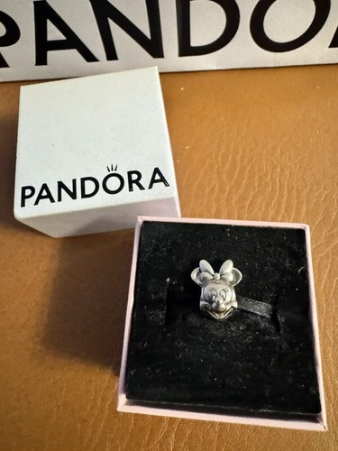 Pandora x Disney silver charm Minnie Mouse head signature