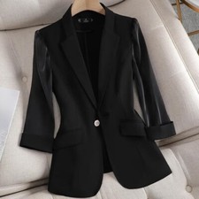 Formal Lady Mesh 3/4 Sleeve Blazer Suit Casual Jacket Business Suit Coat Summer