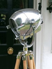 VINTAGE STRAND ELECTRIC PATT 123 THEATRE STAGE FLOOR LIGHT LAMP TEAK TRIPOD