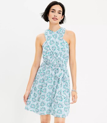 loft halter dress NWOT Bloom Crossover Baby Blue High Neck $89 Sz 4 pearl beaded gown