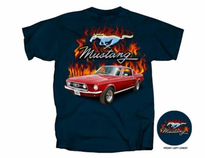 Classic FLAMES T-Shirt - 1967 Mustang Fastback - Exclusive Design! On Sale!   