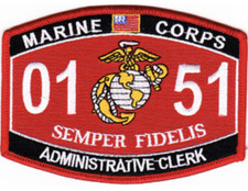 4.5" MARINE CORPS MOS 0151 ADMINISTRATIVE CLERK EGA EMBROIDERED PATCH
