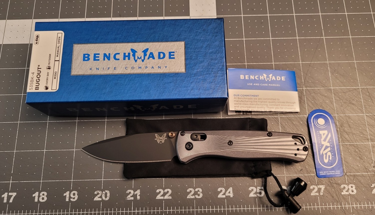 Benchmade 535BK4 Bugout Knife M390 Steel Blade Aluminum Handle Scales