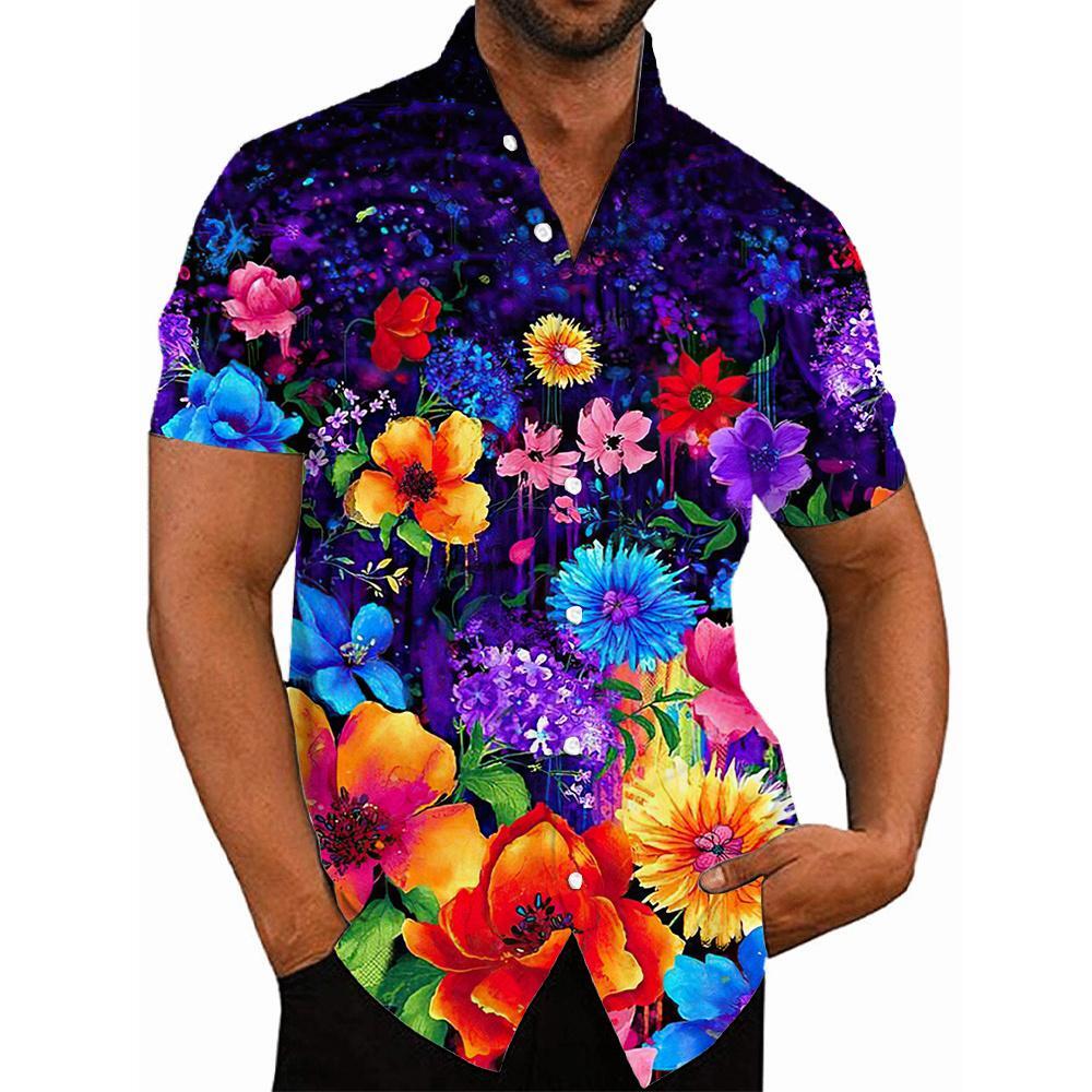 Men's Floral Hawaiian Summer Casual Shirts – 3D Print, Short