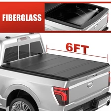 6FT FRP Hard Bed Tonneau Cover 4-Fold For 2016-2024 Toyota Tacoma Truck Bed +LED