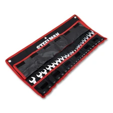 STEELMAN 21-PC Metric SAE Stubby Combination Wrench Set with Tool Roll, 82576