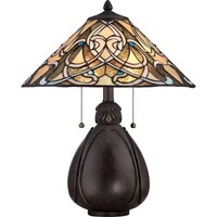 Abatjour Tiffany India Metallo Bronzo Imperiale 2 Luci E27
