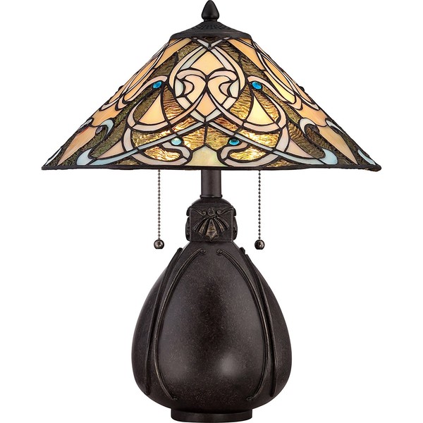 Abatjour Tiffany India Metallo Bronzo Imperiale 2 Luci E27-image