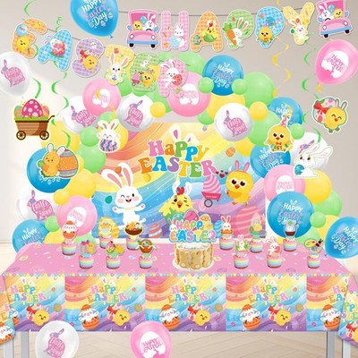 82Pcs Easter Party Decorations for Kids - Easter Egg Hunt Kit with Happy East...