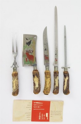 Five Piece Othello Carving Set by Anton Wingen Jr Solingen Germany Rostfrei