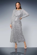 Principles Silver Fit & Flare Dress Womens Party Dresses