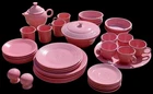 Fiesta Ware Pink 39 Pc Lot Homer Laughlin Plates Bowls Teapot Salt Pepper