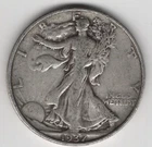 1937 P WALKING LIBERTY HALF DOLLAR 90% SILVER PHILADELPHIA .50¢ UNITED STATES
