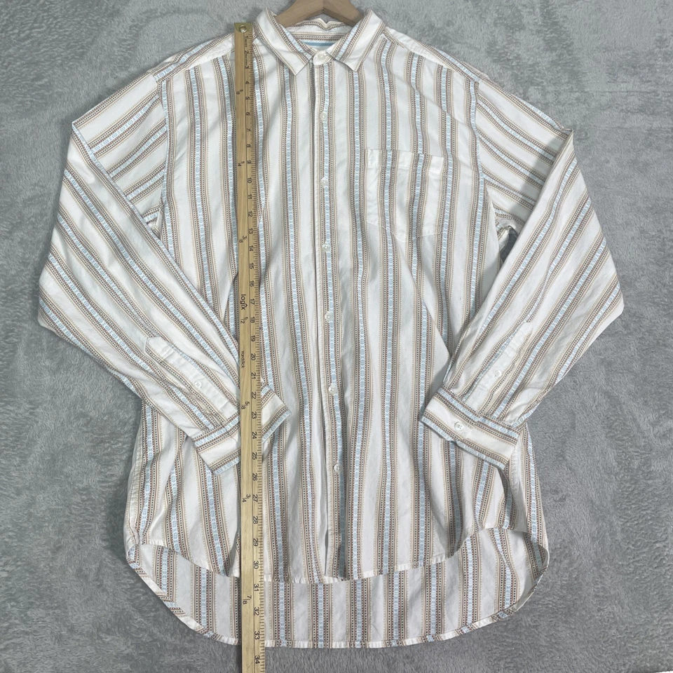 Vintage Territory Ahead Shirt Mens Large Ivory Blue Beige Aztec Southwestern - Image 3 of 4