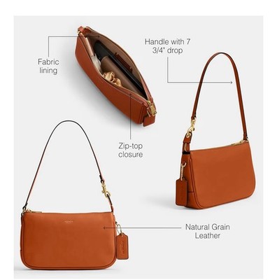 New Genuine COACH Women's Natural Grain Leather Plaza 18 Bag Color
