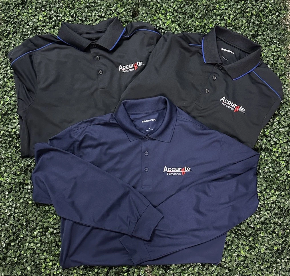 Accurate Personnel Staffing Agency Polos and Long Sleeve Shirt. Mens Size Large