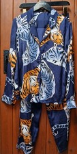Biba Navy Tiger Leopard Statement Pretty PJ Loungewear Set S 10 12 plus