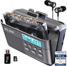 KLIM K7 Portable Cassette Tape Player Digital MP3 Converter, Headphones, Gray