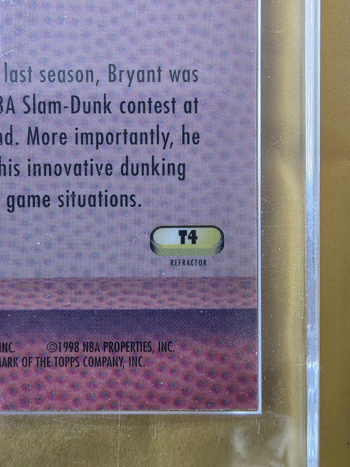 1997-98 Bowman's Best Kobe Bryant Techniques REFRACTOR #T4 RARE Lakers view 3