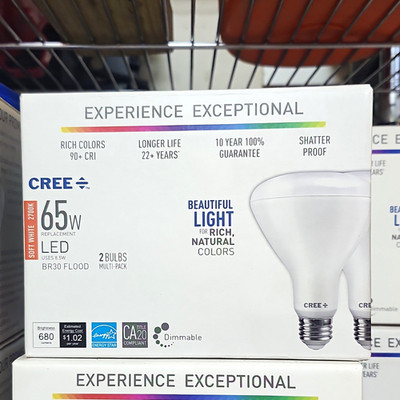 Cree LED BR30 Flood Bulbs 8.5W (65W Eq) 680lm 2700K Soft White 2pk