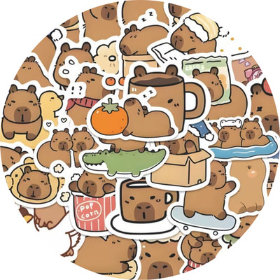50x WASSERSCHWEIN Sticker Aufkleber Comic Stickers Funny Capybara Lustig Cartoon